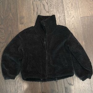 Lululemon shearling/teddy zip up, black, size 6
